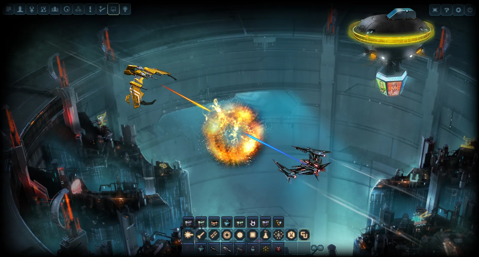 Proxima gameplay: fighting near a space station